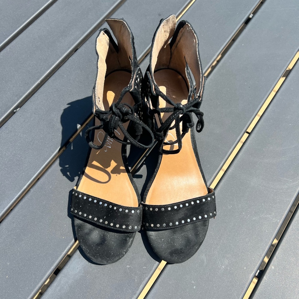 Black suede sandals